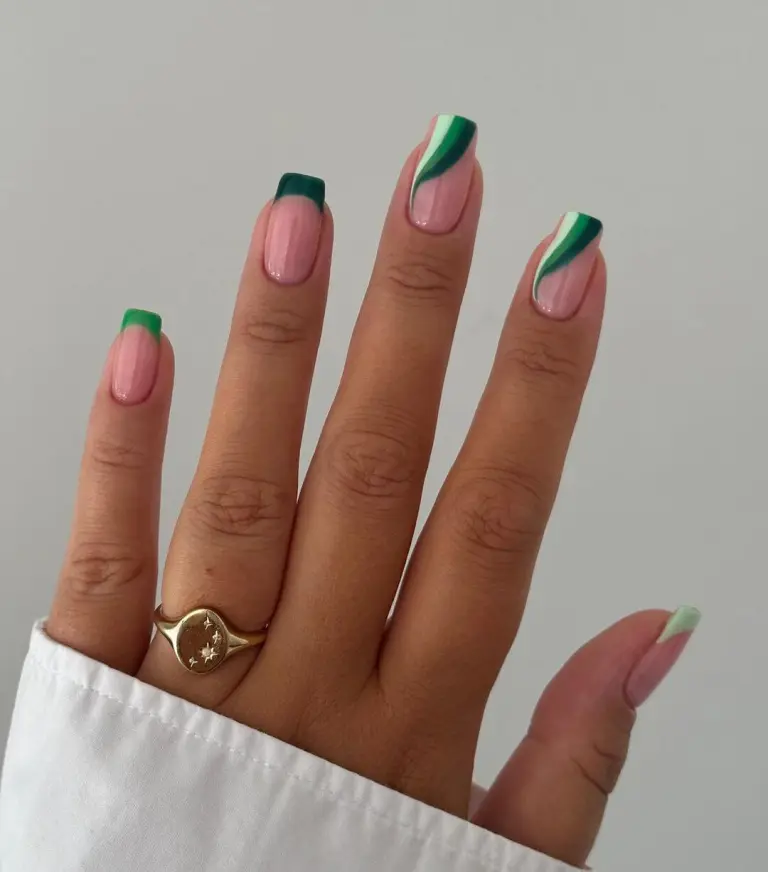 Dark Green Chrome Nails