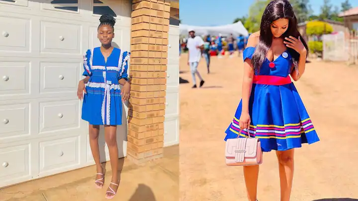 Sepedi attire in Short blue designs